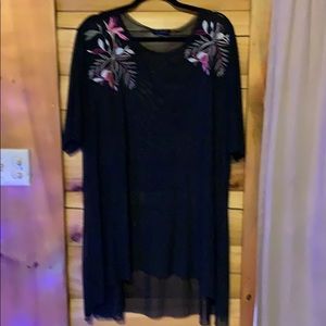 Lane Bryant Sheer Swim Coverup embroidered 26/28